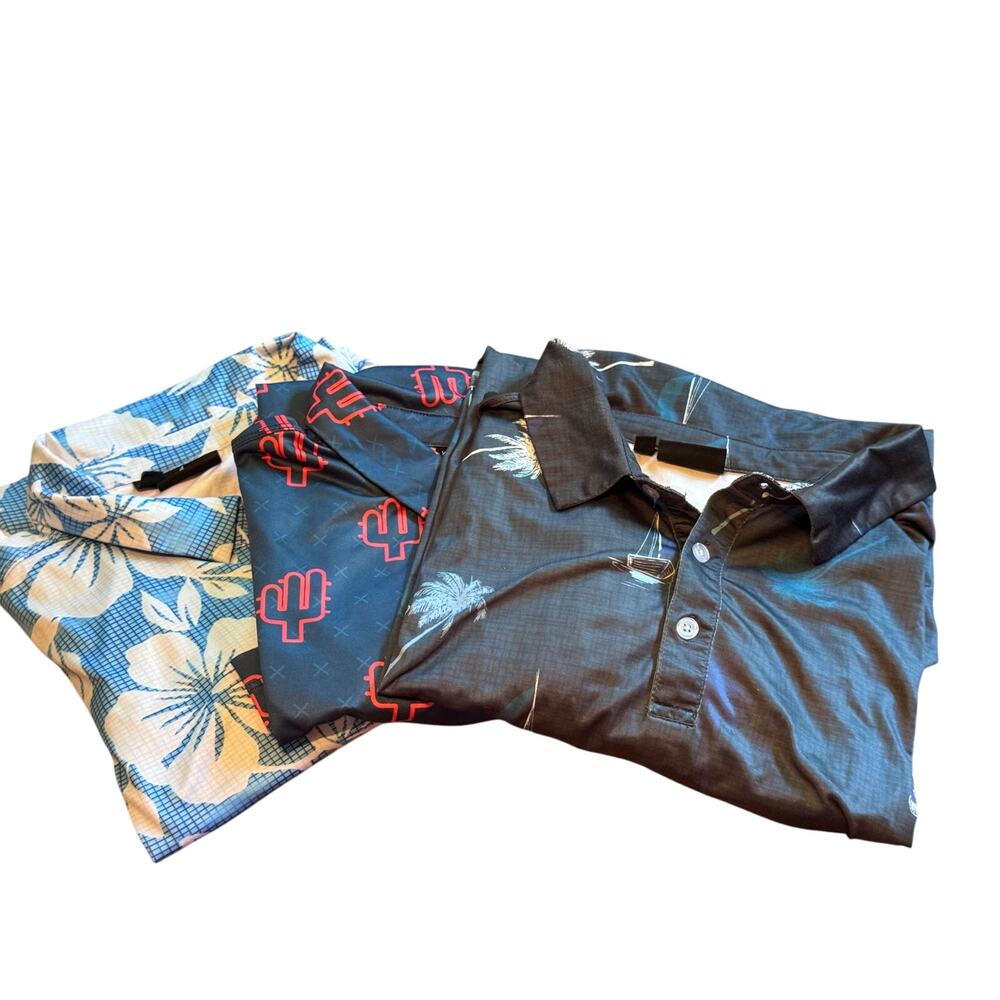 Yatta Golf Polo Shirt Bundle XL Multicolor Floral Cactus Sailboat Golfcore